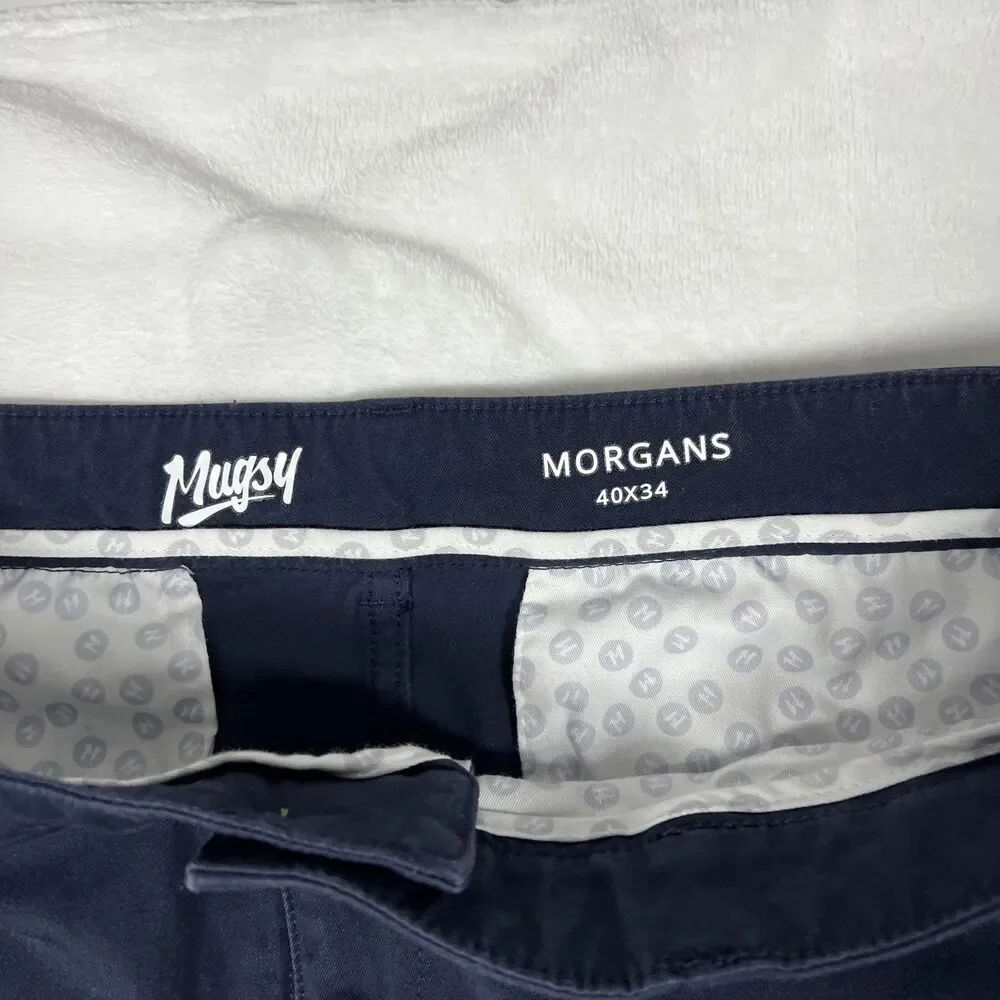 Mugsy Morgans Mens Straight Fit Jeans Size 40x34 Navy Blue Stretch Denim Pant